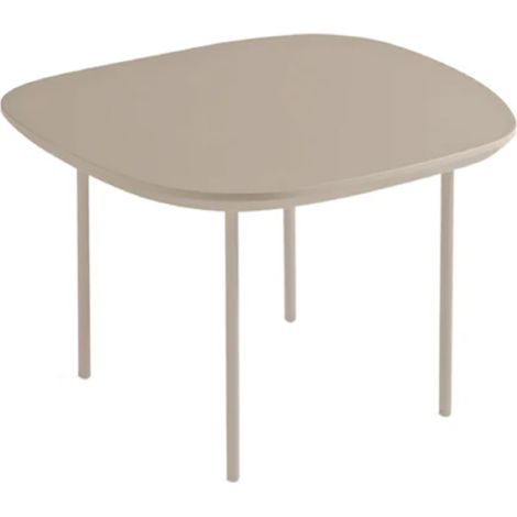 Tavolino con piano sagomato in legno Tortora e base in metallo - FLUX Small (1/4)