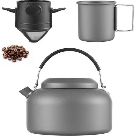 Wasserkocher mit Becher und Kaffeefilter für Outdoor-Aktivitäten, 1,4 l