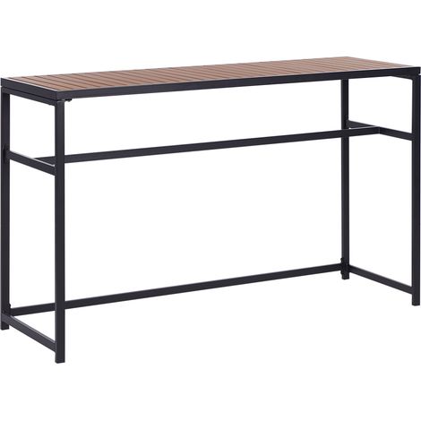 Mesa moderna de jardín interior exterior 150 x 50 cm acero madera plástica negro Avetrana
