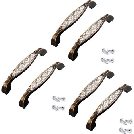 Set mit 6 Vintage-Keramikgriffen für Küchenschränke, europäischer Stil, Zinklegierung, Lochabstand: 128 mm (1/5)