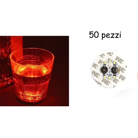 Sottobicchieri led adesivi 50PZ luce rossa 4 led illuminati luce bottiglie bar