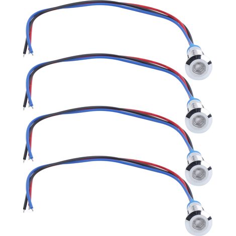 Lot de 4 voyants LED bicolores (rouge et bleu) à anode commune, étanches, en métal de 8 mm, 220 V.