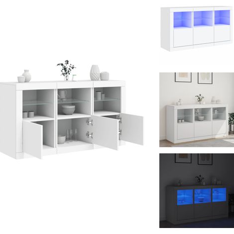 Buffet avec lumières LED blanc 123x37x67 cm - Meuble De Rangement - Buffet - Meuble Tv - Luminaire Led - Décoration Intérieure (1/5)