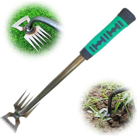 Herramienta para desherbar, herramienta duradera de acero al manganeso, herramienta manual multifuncional para desherbar patios y jardines (5 dientes)