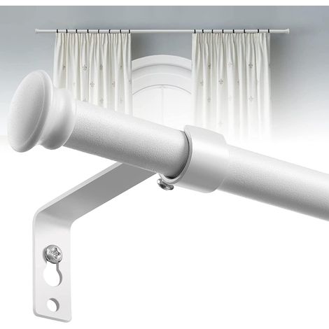 1 - Tringle à Rideau - Support de Rideau - Extensible et Réglable 71-472cm pour Fenêtre de Salon Blanc Mat 16mm