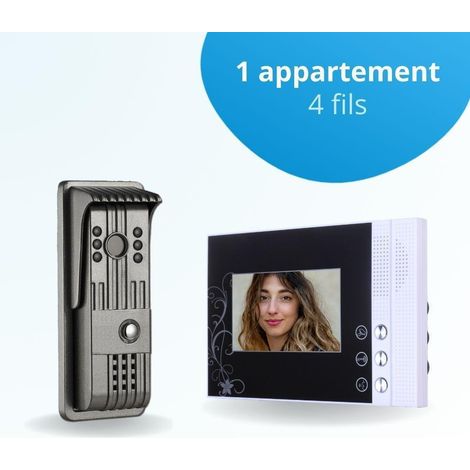 Portier interphone vidéo PILI 4 Fils - 1 écran noir