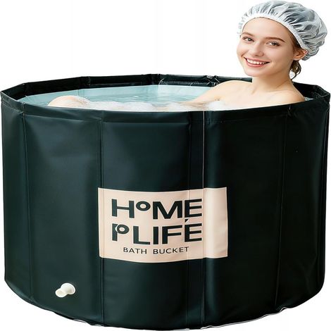 Faltbare Badewanne für die Dusche, freistehende Badewanne für Warm- und Kaltbäder, Eisbad für Erwachsene (80 x 65 cm) (1/5)
