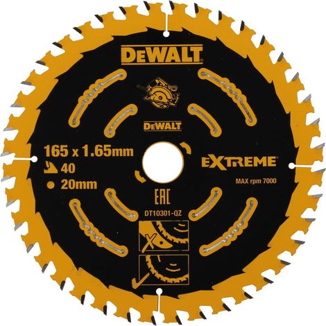 Dewalt DT10301 Circular Saw Blade 165 x 20mm x 40 Tooth Extreme Framing DWE550