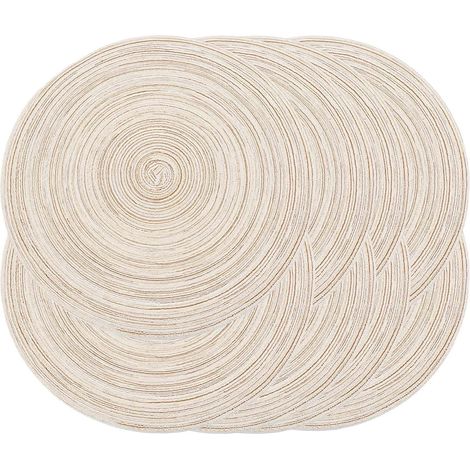 Lot de 8 Sets de Table Ronds tressés de 38,1 cm pour Tables de Salle à Manger, Sets de Table tissés naturels résistants à la Chaleur (Rond, beige8)'Rond Beige 8 8 pcs'Rond Beige 8'8 pcs