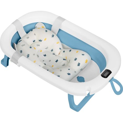 Ricokids RK-287 Vaschetta da bagno pieghevole per neonati con termometro e inserto, bianca e blu (5903890629199) (1/5)