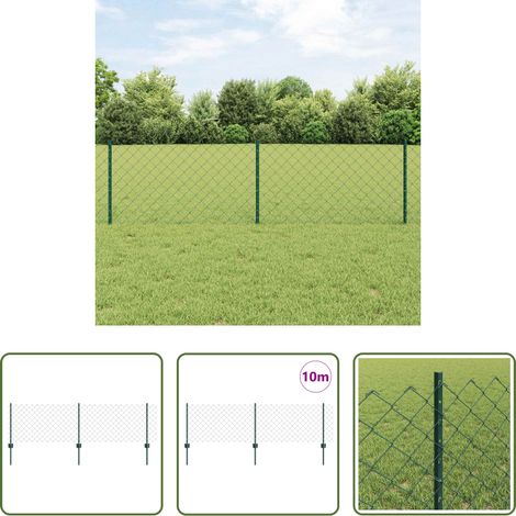 Gartenzaun - Zaun mit Pfosten Grün 0,6 x 10 m Stahl und PVC (1/5)