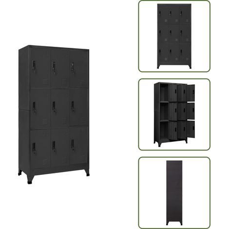 Schließfachschrank Anthrazit 90x45x180 cm Stahl - Schliessfachschrank - Metallschrank - Garderobe - Bürobedarf - Abstellraumorganisation (1/5)