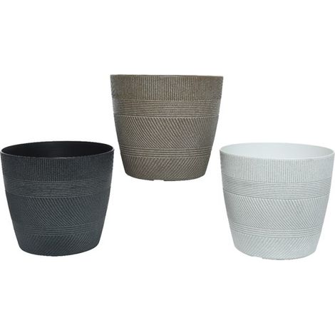 VASO IN PLASTICA A RIGHE D.22XH22CM BIANCO/ ANTRAC (1/2)