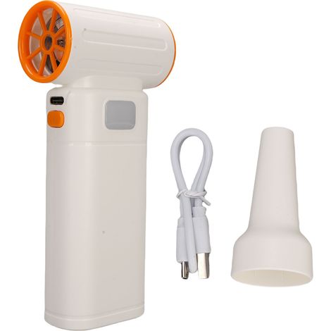 Ortviai Souffleur Électrique Portable Rechargeable avec Éclairage LED, Turbine Haute Vitesse, Blanc – 6,5 × 13,5 × 3,5 cm