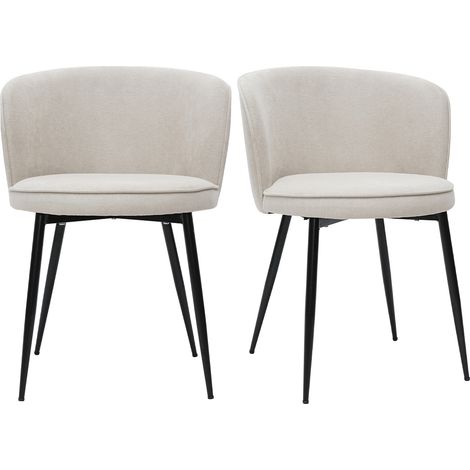 Sedie design in tessuto effetto velluto beige (set di 2) SERIF