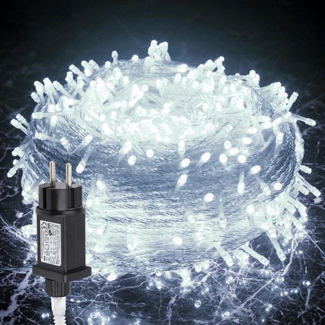 Wolketon 100M 500LED IP44 8-mode festone luce di Natale all'aperto decorazione giardino interno per Natale compleanno matrimonio soggiorno bianco freddo (1/5)