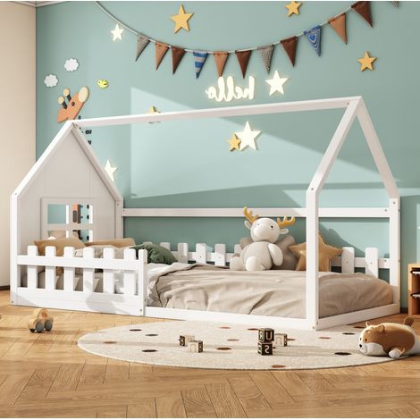 Bett 90x200 Hausbett Kinderbett aus Kiefer HAVRYA (1/5)