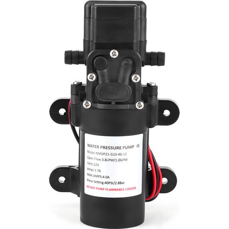 12 V DC 1,0 GPM 40 PSI Membranpumpe, Hochdruck, selbstansaugend, 3/8-Zoll-Schlauchanschluss, für Auto und Wohnmobil (1/5)
