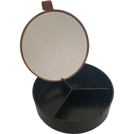 Miroir avec compartiments à bijoux en bambou (1/2)