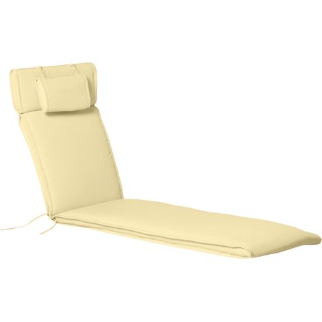 Coussin chaise longue 198x53x5 cm blanc crème avec appui-tête, accessoire jardin extérieur (1/5)