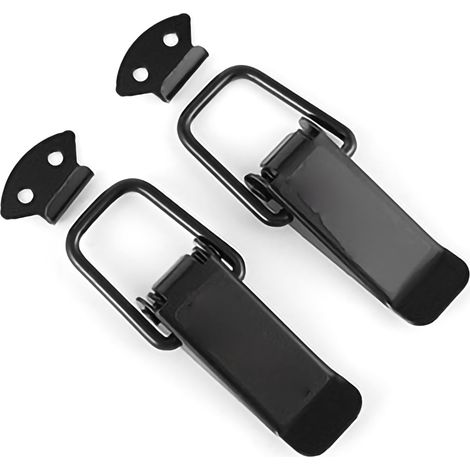 Double loquet de déverrouillage rapide pour hayon de coffre de voiture, crochet de fixation, clips d'accessoires extérieurs noirs électrozingues, paire. (1/5)