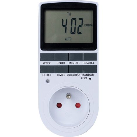 Minuterie Programmable Prise 2 Pack 16A 3680W LCD - Programmateur Prise Électrique 10 Programmes ON/OFF 7 Jours - Prise