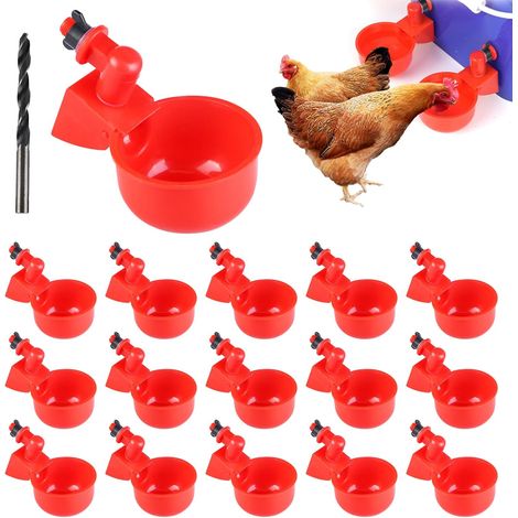 16 Abreuvoir Poules, Automatique, ABS Rouge, 8,5x6,8 cm, Pour Volaille Lapins
