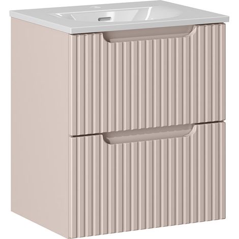 Meuble simple vasque encastrée 50cm 2 tiroirs Riva Cachemire (1/5)