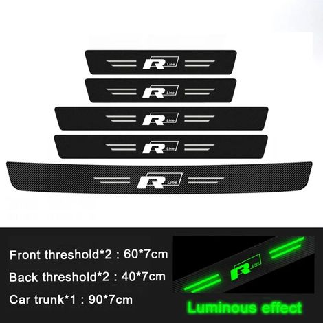 (5 pièces) Plaques de protection lumineuses pour seuils de porte avant de voiture VW R-Line Jetta Golf Tiguan,autocollants anti-rayures pour seuil de pare-chocs arrière (1/3)