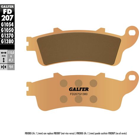 PASTILLAS DE FRENO GALFER KH281 / KH261 DE METAL SINTERIZADO (DORADO) PARA SCOOTER