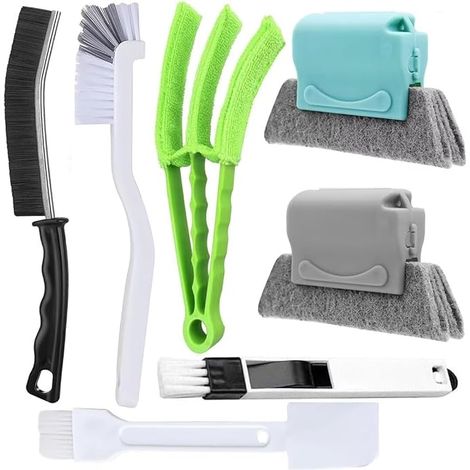 Fusée de nettoyage pour joints Brosse de nettoyage pour fenêtres et fentes Outils de nettoyage Kit de brosse de nettoyage en profondeur pour les petits espaces, les jalousies, la salle de bain (1/5)