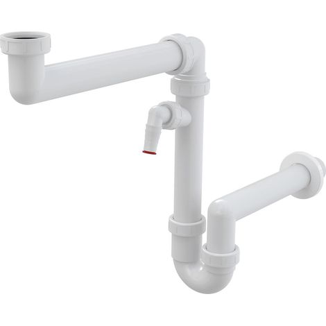 AlcaPlast Raumsparsiphon für Spülbecken mit Überwurfmutter 6/4" mit Geräteanschluss A872P (1/4)