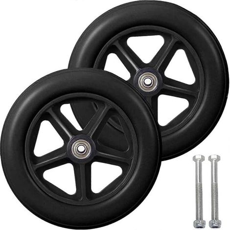8-Zoll-Vorderradlenker, 2 Ersatzrollstuhlräder, Vollgummireifen mit rutschfester Oberfläche, 190 mm, grau in schwarz