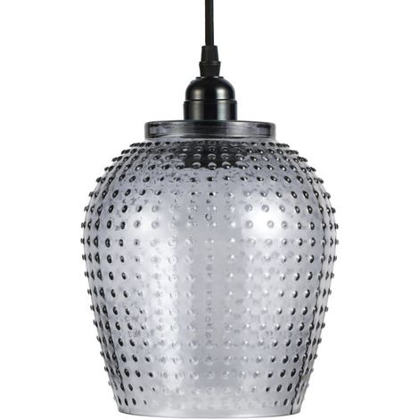 Lampe Suspension en Verre "Riva" 27cm Gris (1/4)