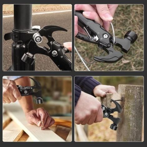 Marteau Multifonctionnel - Acier Inoxydable - 12 En 1 - Pour Camping Randonnée Survie - 1 Pièce (1/4)