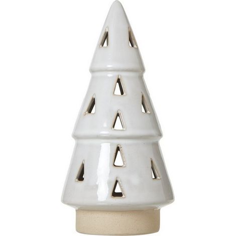Medium Cut-Out Tree with Led Lights - Ceramic - L10 x W10 x H19 cm - White