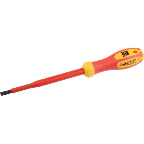 Tournevis RS PRO, Pointe , pour vis Fendu 1 x 5,5 mm type Isolé, 125 mm ( Prix pour 1 ) (1/3)