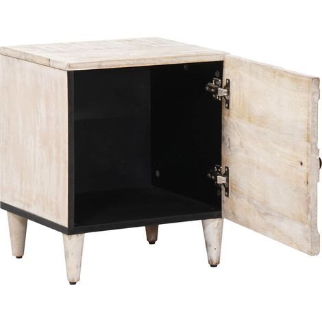 Maison Exclusive - Nachttisch Weiß 40 x 33,5 x 46 cm Massivholz M (1/5)