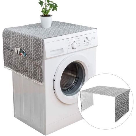 QORVA-130 x 55 cm Housse de Protection pour Réfrigérateur avec Poches de Rangement,Couvercle Anti-poussière pour Machine à Laver,Housse de Machine à Laver,Housse de Protection de Machine à Laver