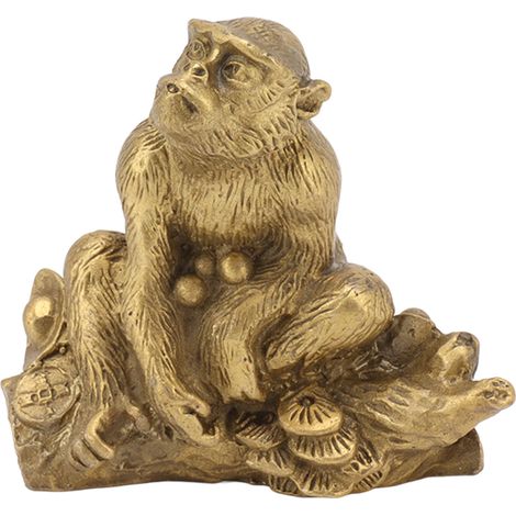 Statue Singe en Laiton Artisanal, Décor d'Intérieur et Collection Figurine du Zodiaque Chinois (1/5)