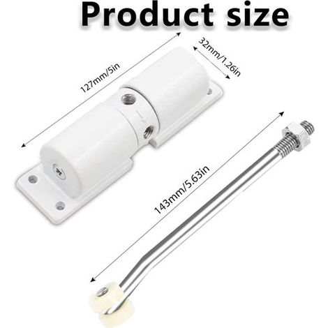 Cierrapuertas,2 piezas,Blanco,Muelle ajustable para puertas interiores y exteriores,Cierrapuertas compacto de hasta 40 kg,Ideal para el hogar (1/5)