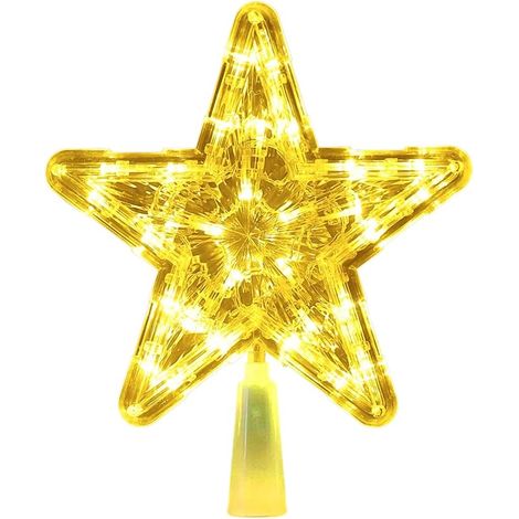 Étoile de Sapin de Noël 23 cm – Topper en Plastique avec Lumière Blanche Chaude – Décoration Intérieure et Extérieure (1/5)