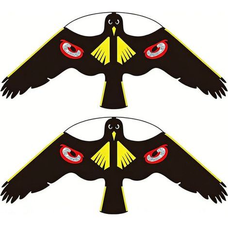Lot de 2 Oiseaux Effaroucheur Répulsif Flying Hawk Cerf-Volant Pour Jardin Épouvantail Cour Maison Décoration -protection de la Ferme