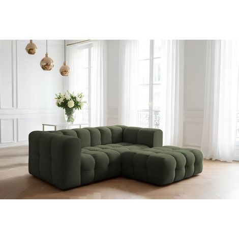 Ecksofa Designersofa SOLVIE XS in Stoff Tiffani Grün Ottomane Rechts (1/3)