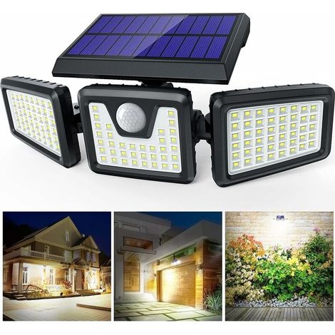 Luz solar de seguridad con sensor de movimiento - Potente foco de pared inalámbrico para exteriores (100 LED) (1/5)
