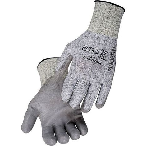 Guantes de fibra T10 gris recubiertos de PU