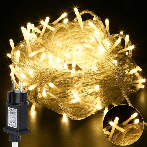TolleTour LED Lichterkette 10m 100 LEDs Warmweiß, 8 Lichtmodi, Memory-Funktion, 5 m Zuleitung, Weihnachten, Garten, Balkon & Party (1/5)