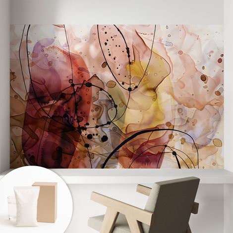 Papier peint intissé décoratif pour chambre et salon Design moderne à poser facilement - Colle incluse gratuite Harmonie abstraite 104x70 cm (1/5)