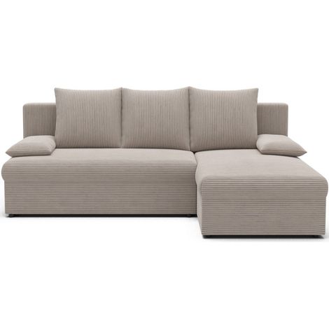 Canapé d'angle Beige 3 places méridienne compacte 206x90x146cm GINA (1/5)