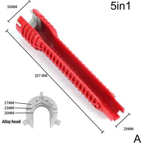 Llave de fontanero antideslizante 5 en 1, herramienta de reparación de fontanería, llave para fregadero, herramientas inglesas, llave de fontanero, llave para tubos, juego de herramientas para baño A (1/5)